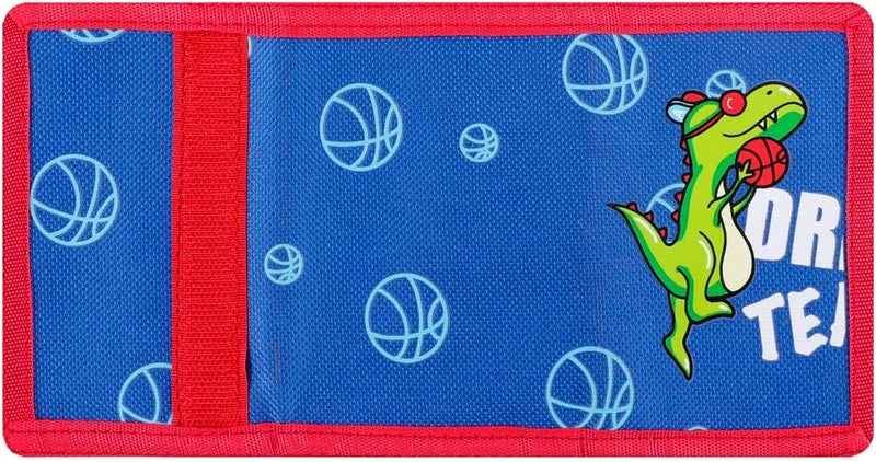Nitort Kids Wallet RFID Trifold Strong Velcro Basketball Dinosaur Printed Canvas Coin Pocket with Zipper Cute Novelty Card Holder for Sports School Children Birthday Festival Gifts - Image 3